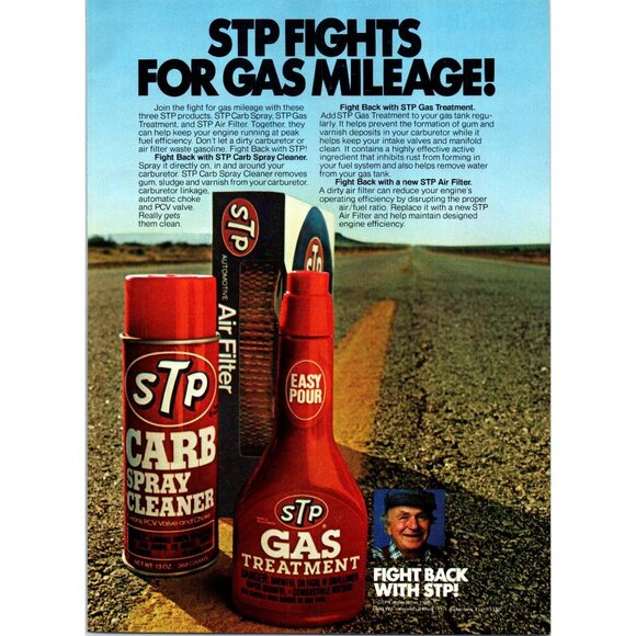 1980 STP Gas Treatment Fuel Additive Vintage Print Ad Man Cave Wall Art - Picture 1 of 2